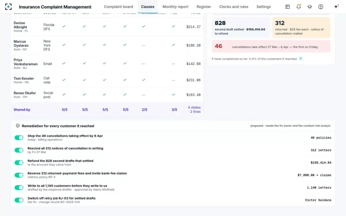 Insurance Complaint Management — Remediation