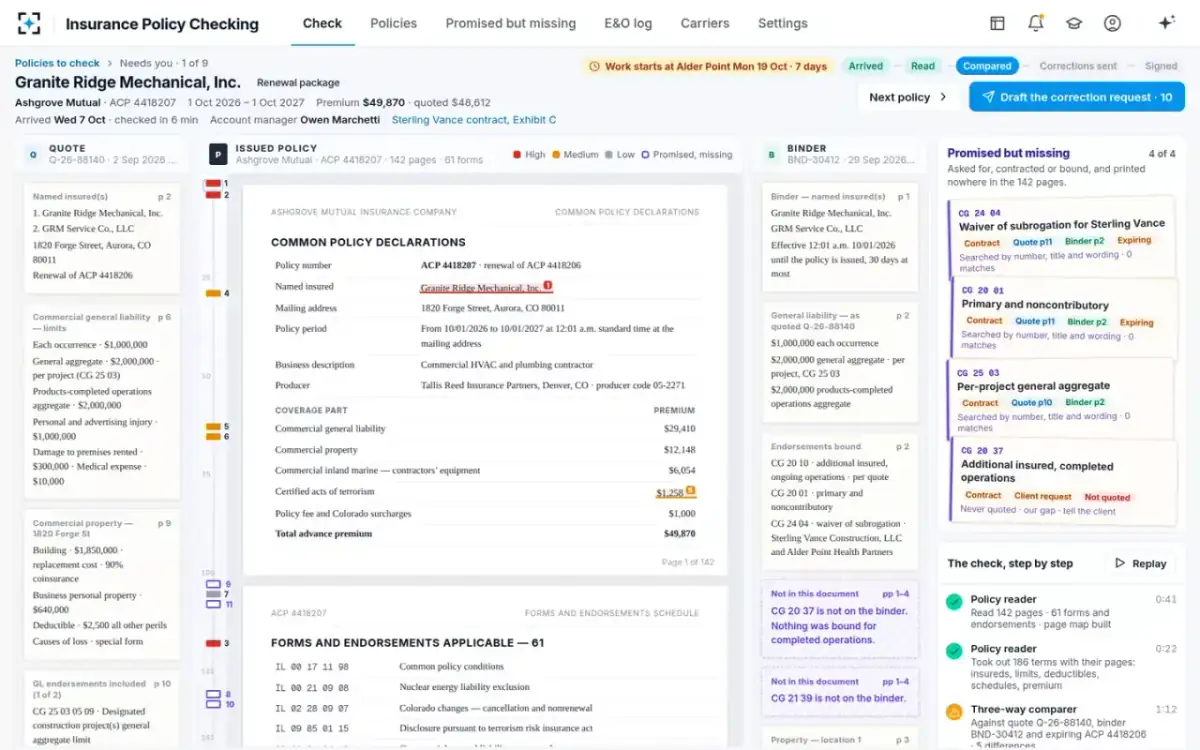 Insurance Policy Checking — The three-document check