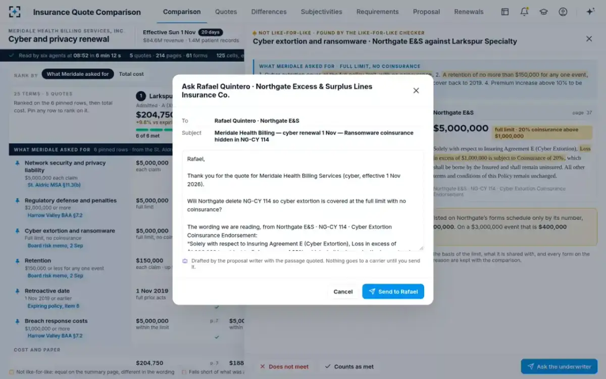 Insurance Quote Comparison — Ask the underwriter