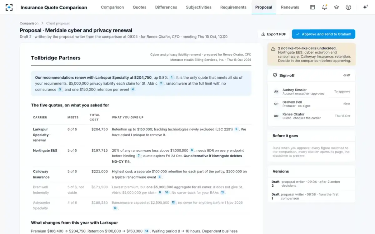 Insurance Quote Comparison — The client proposal