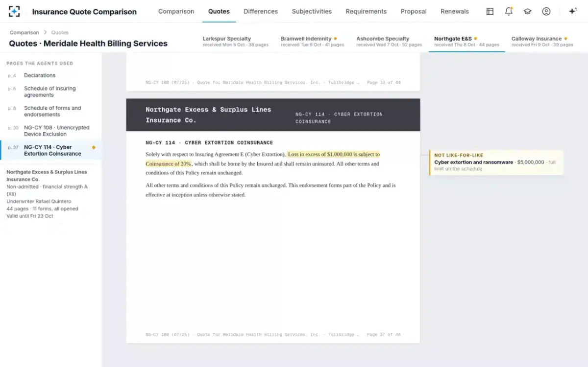 Insurance Quote Comparison — The quote pages