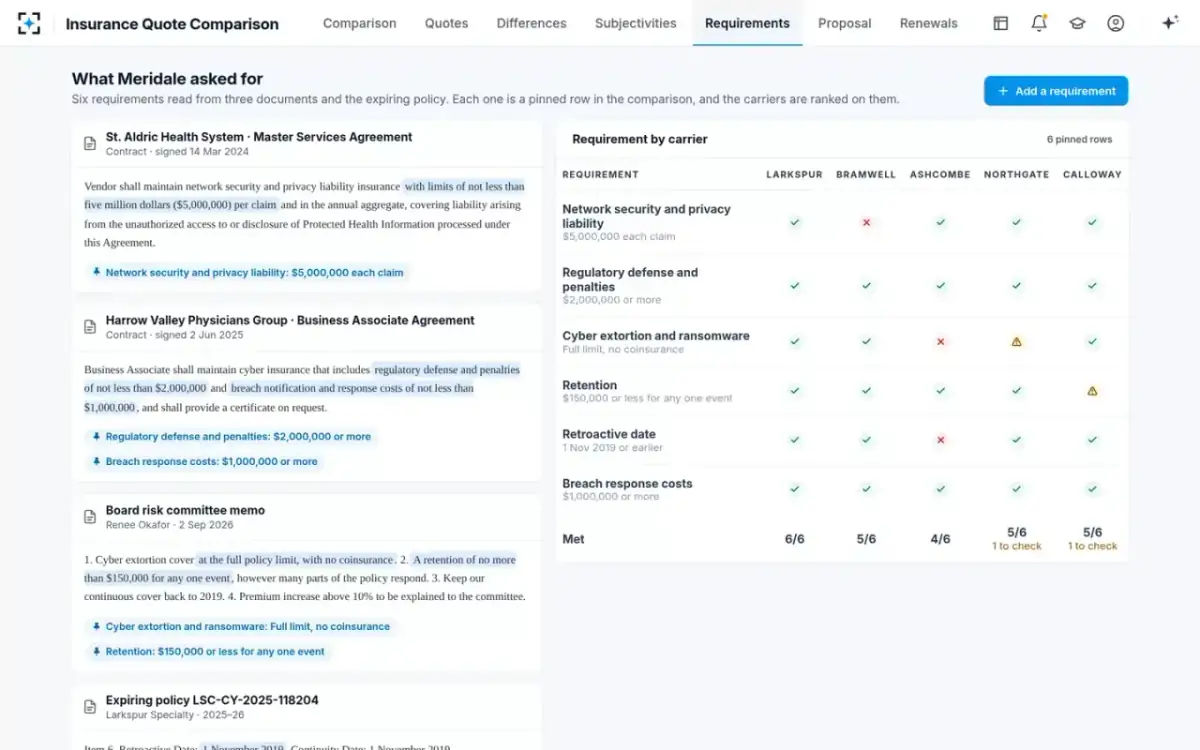 Insurance Quote Comparison — What the client asked for