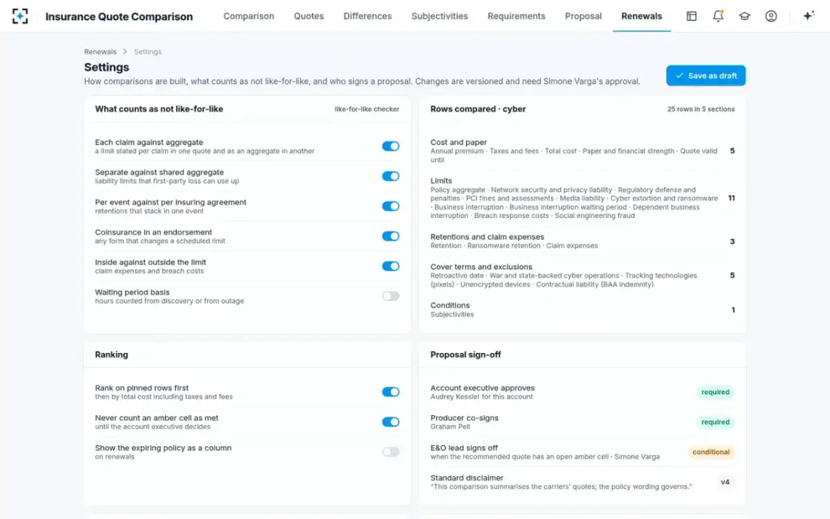 Insurance Quote Comparison — Your proposal standard