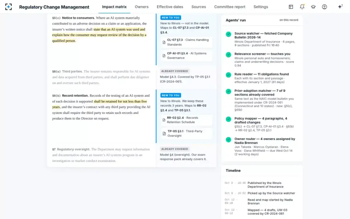 Regulatory Change Management — The change record