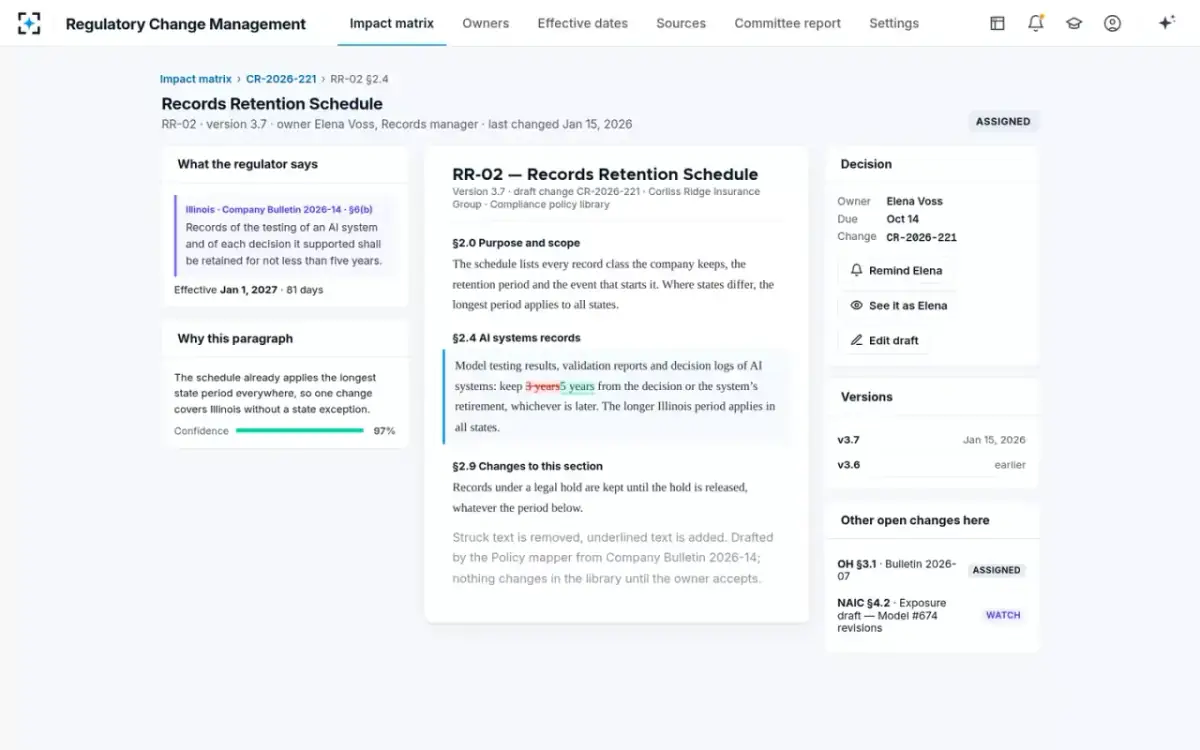 Regulatory Change Management — The policy redline