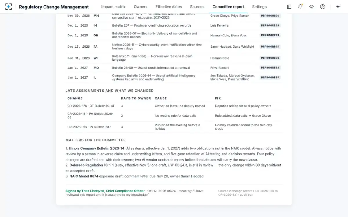 Regulatory Change Management — Signed and sent