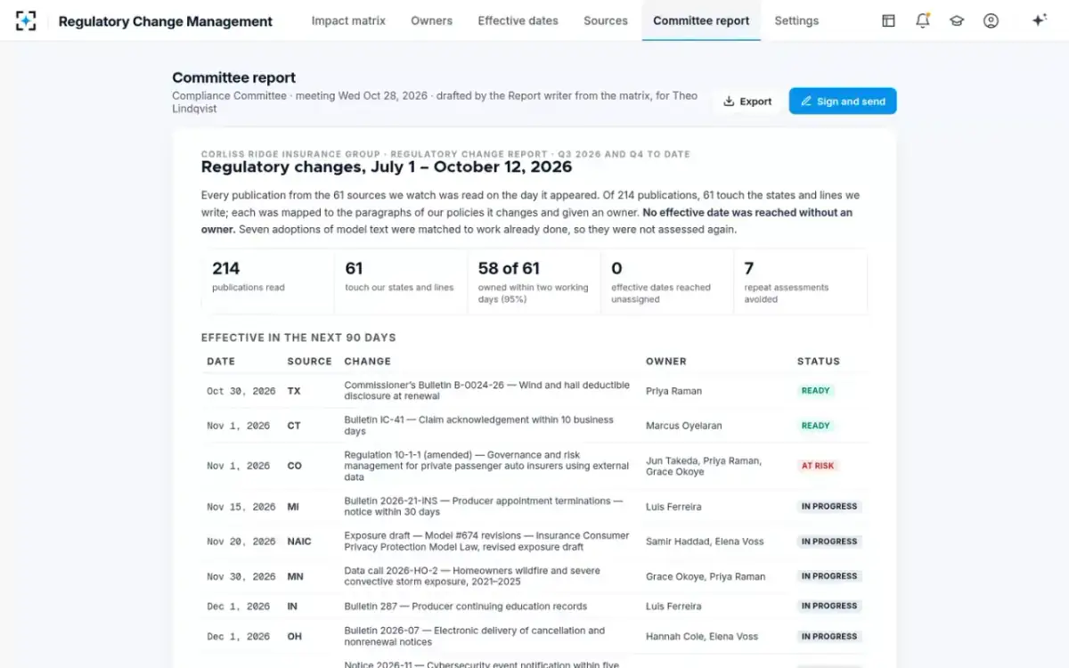 Regulatory Change Management — The committee report