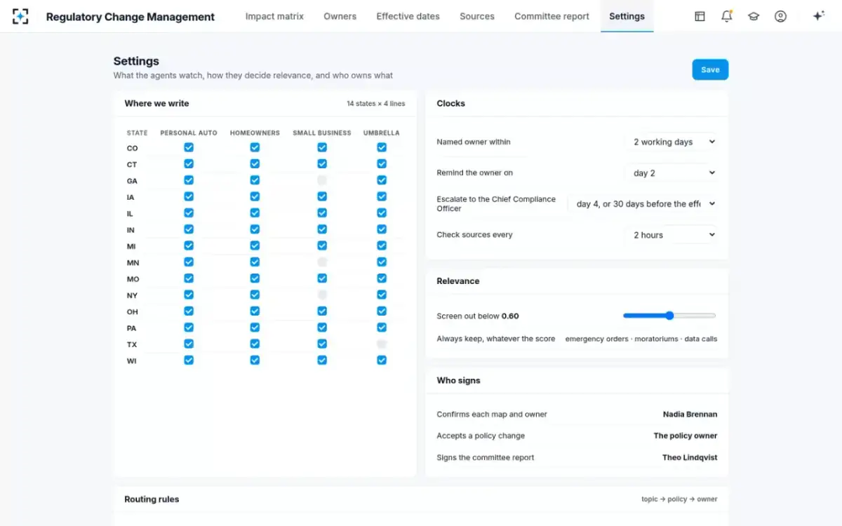 Regulatory Change Management — Your rules