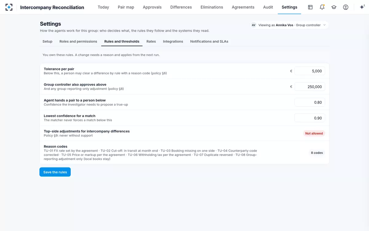 Intercompany Reconciliation — Your rules
