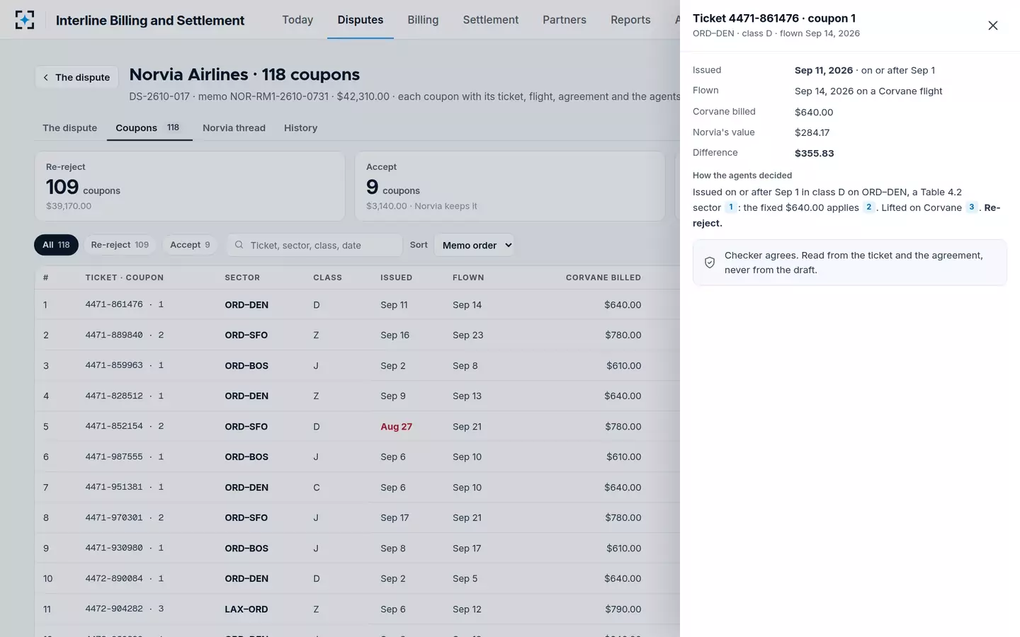 Interline Billing and Settlement — Coupon by coupon