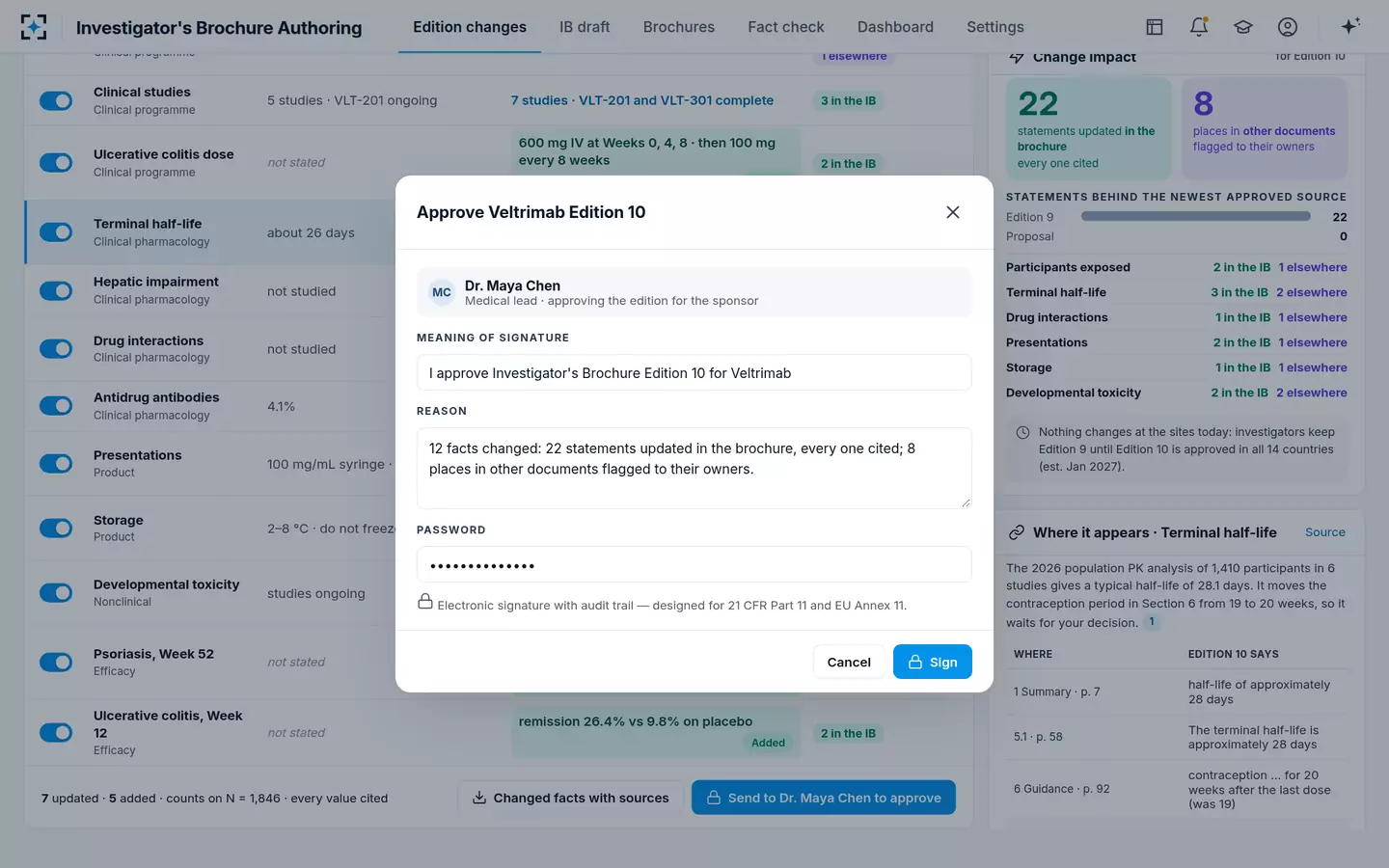 Investigator's Brochure Authoring — Approve the edition