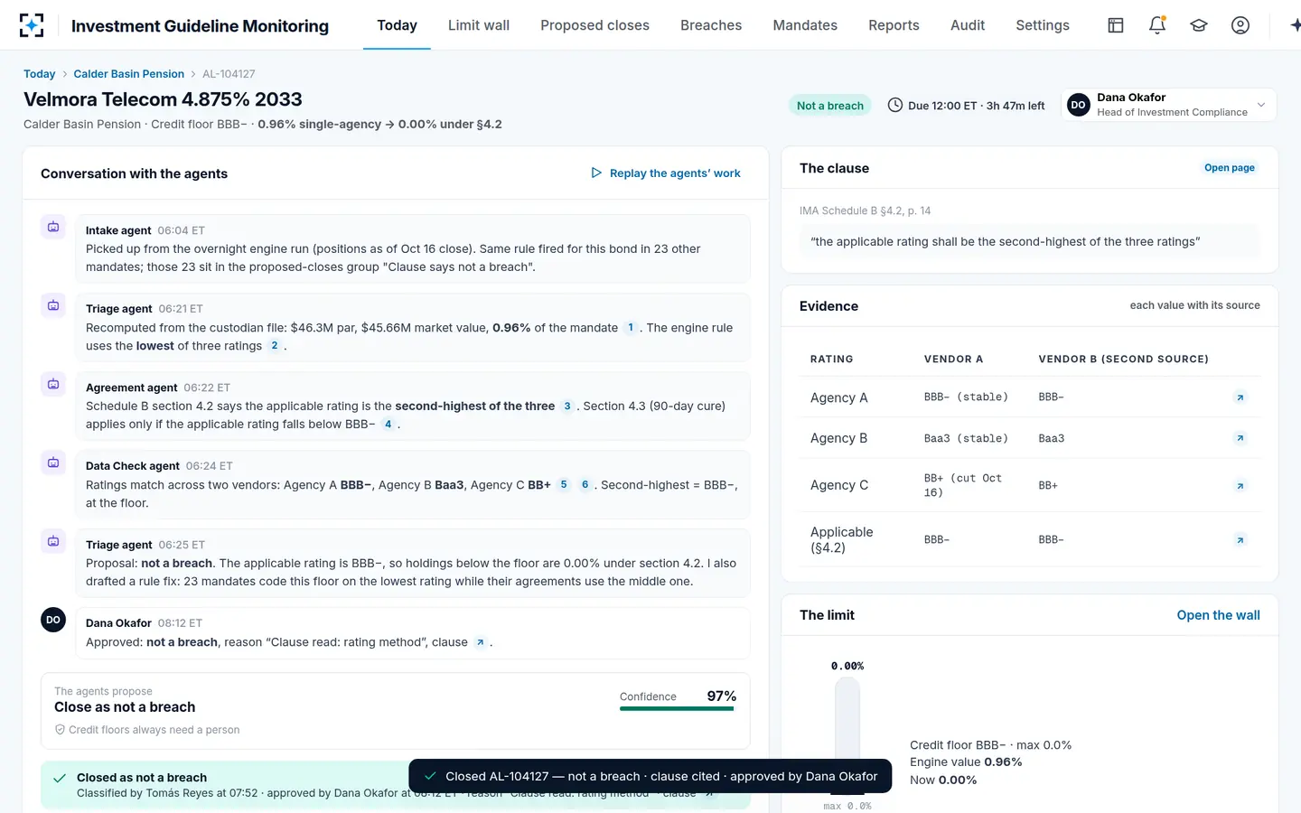 Investment Guideline Monitoring — Approved in one click
