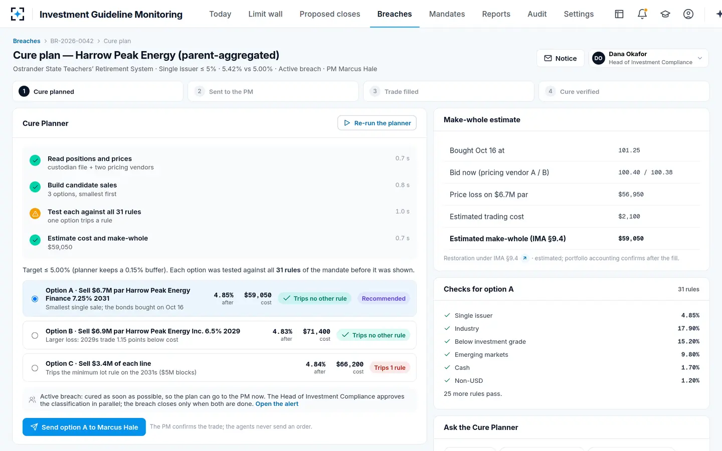 Investment Guideline Monitoring — The cure plan