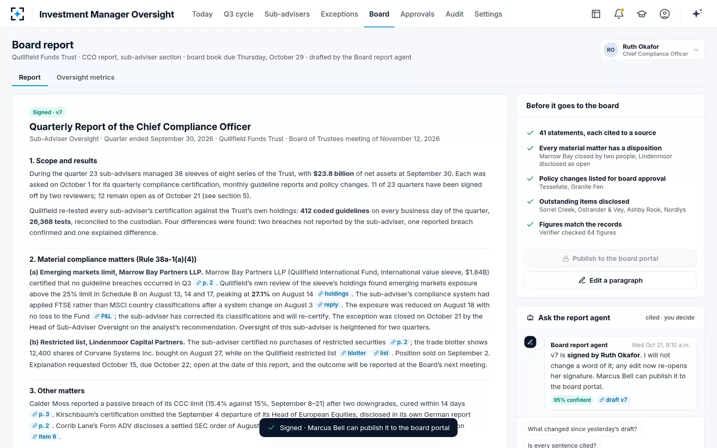 Investment Manager Oversight — The CCO's board report