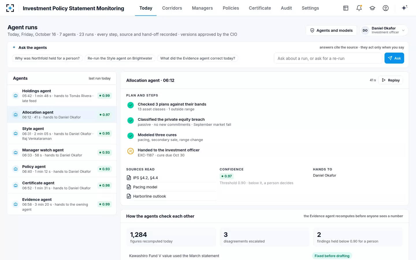 Investment Policy Statement Monitoring — Agent runs