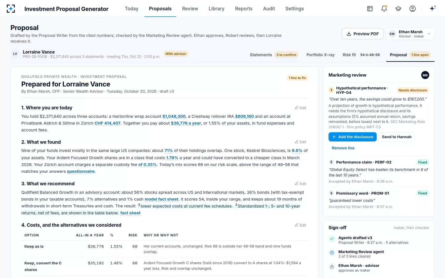 Investment Proposal Generator — The drafted investment proposal