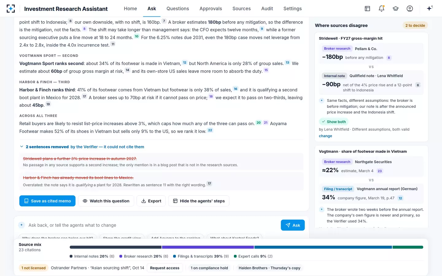 Investment Research Assistant — What the Verifier removed