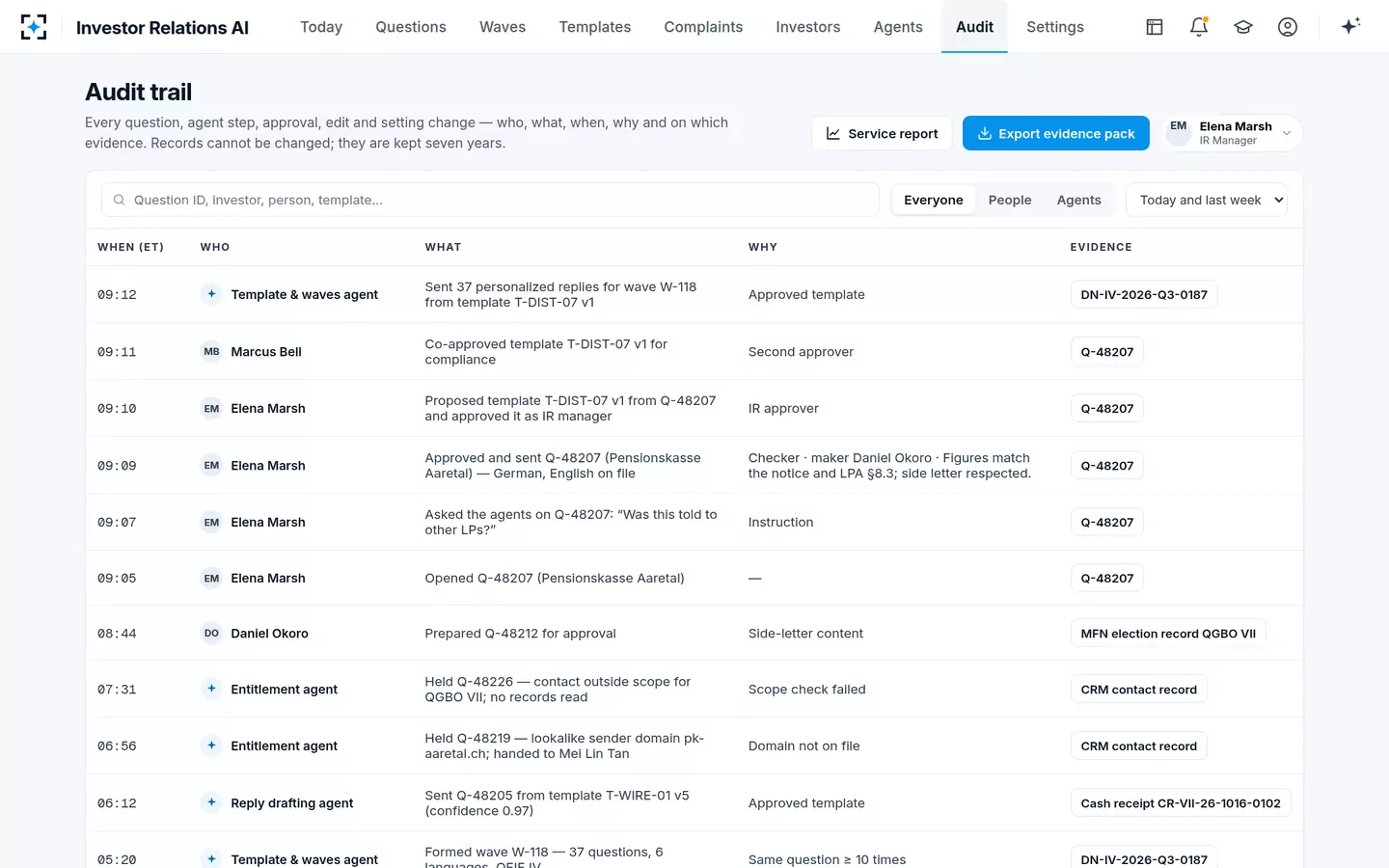 Investor Relations AI — The audit trail