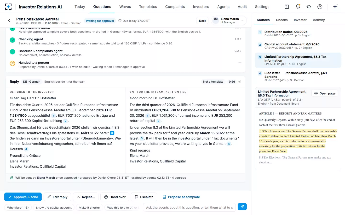 Investor Relations AI — A citation opens the clause
