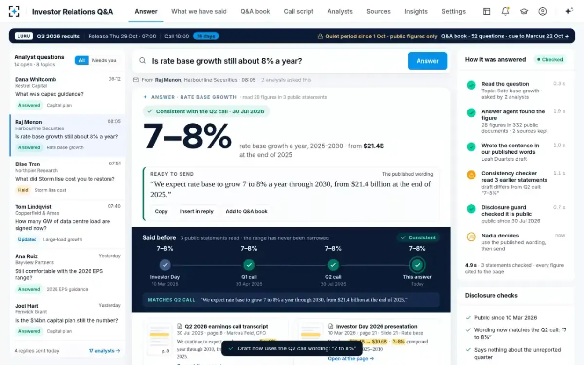 Investor Relations Q&A — The published wording