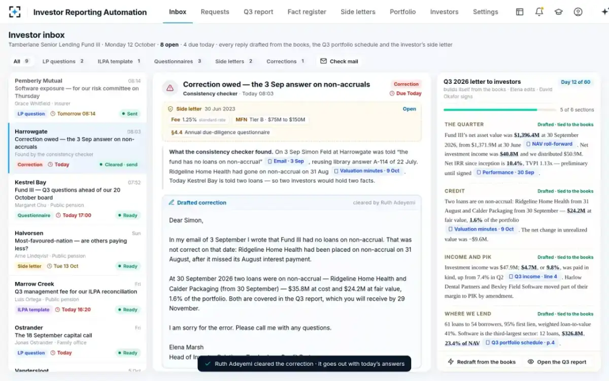 Investor Reporting Automation — A correction, cleared