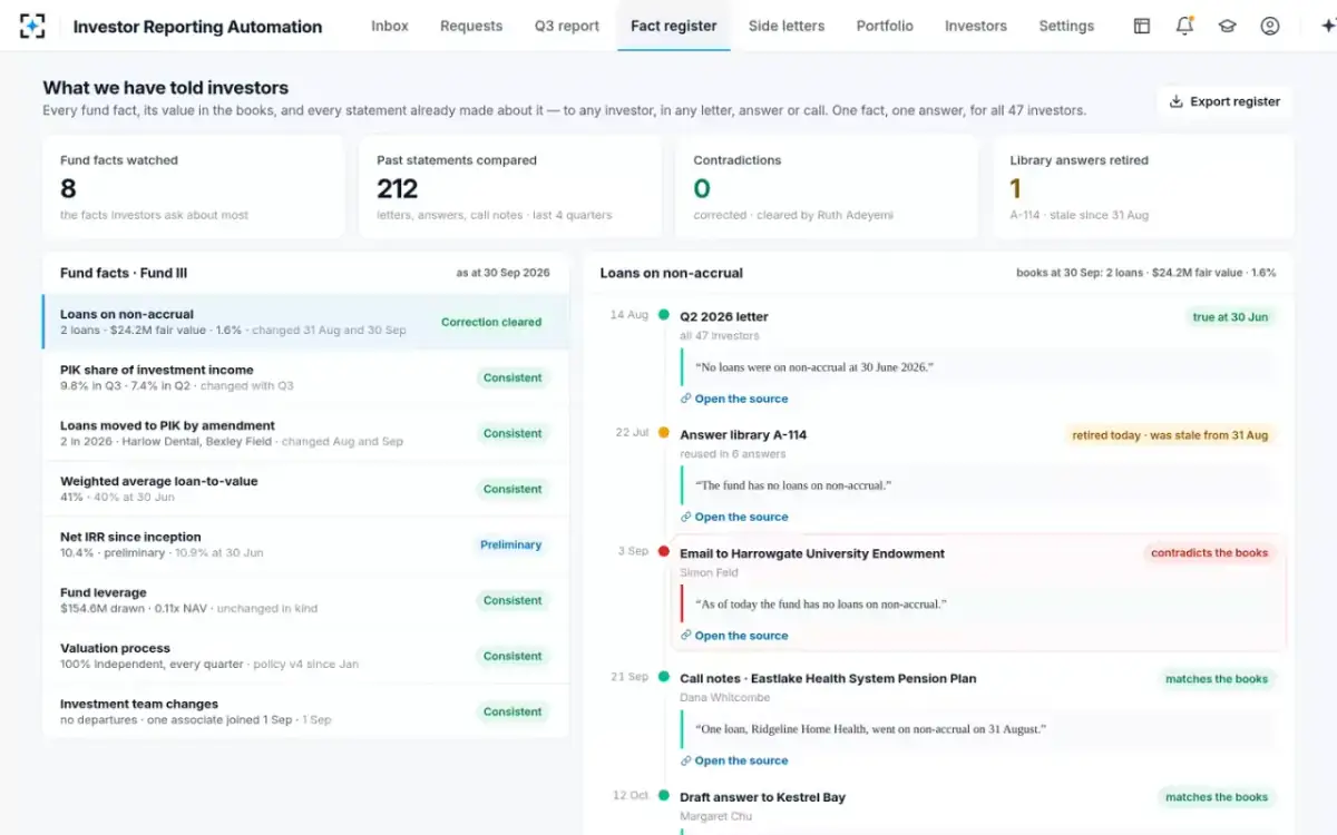 Investor Reporting Automation — The fact register
