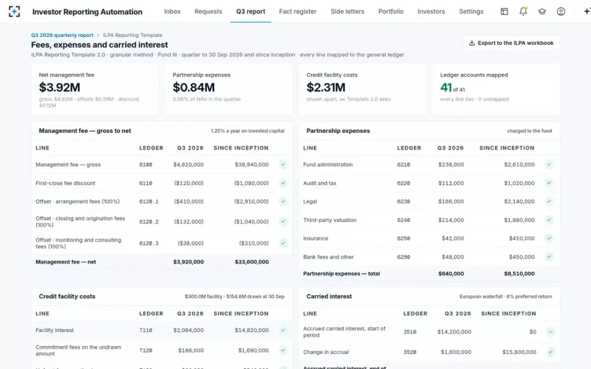 Investor Reporting Automation — ILPA Reporting Template 2.0