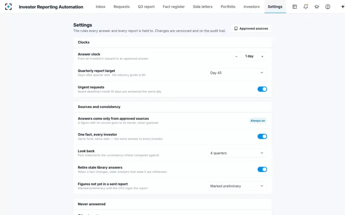 Investor Reporting Automation — Your fund's rules