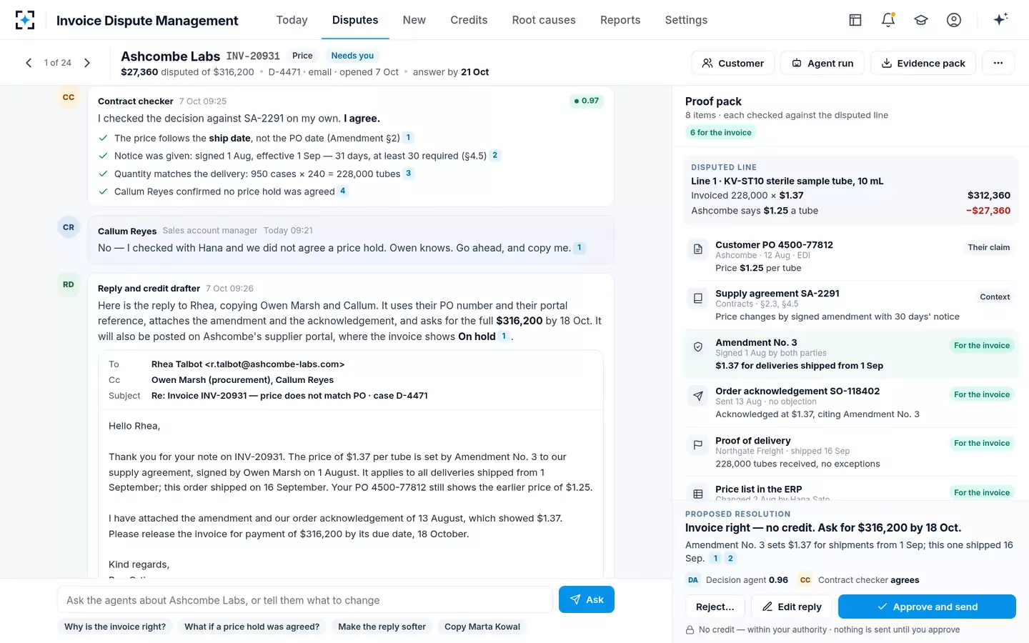 Invoice Dispute Management — The contract check