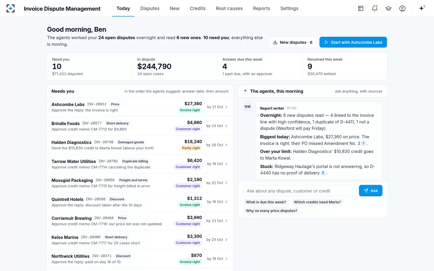 Invoice Dispute Management — Today