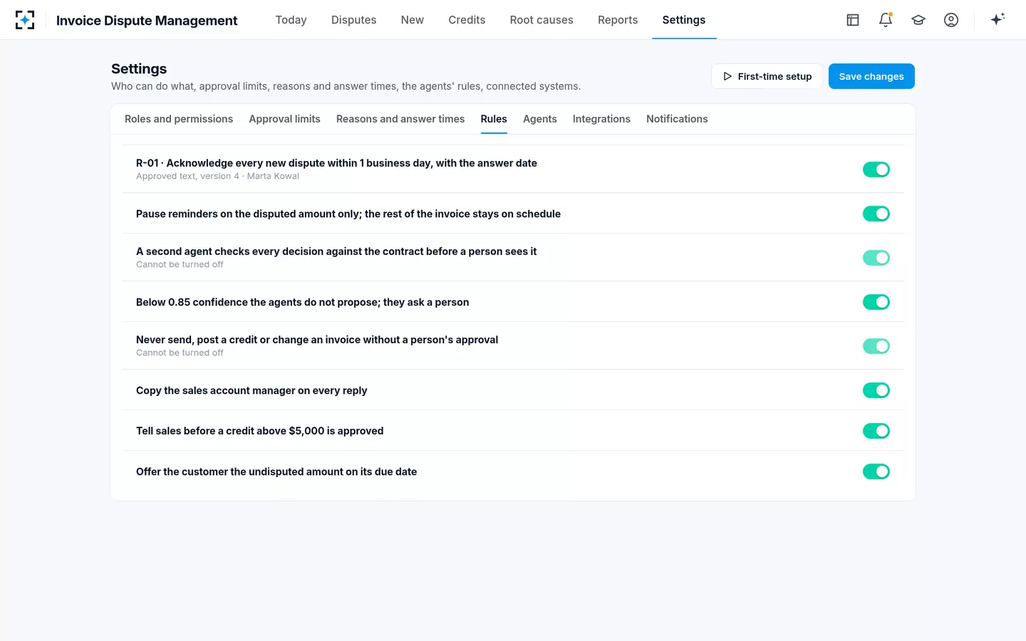 Invoice Dispute Management — Your rules