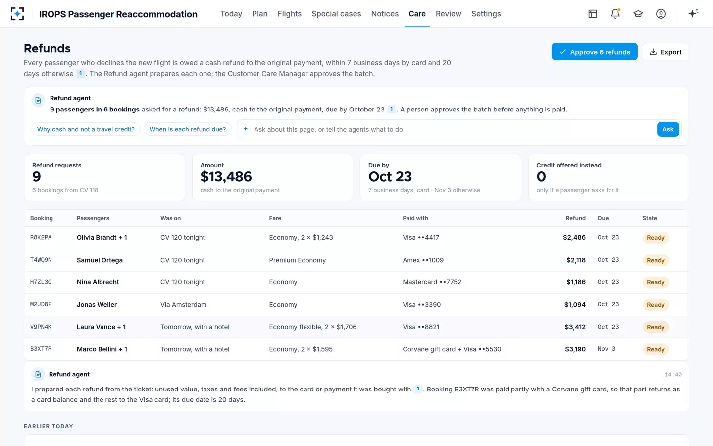IROPS Passenger Reaccommodation — Refunds inside the DOT clock