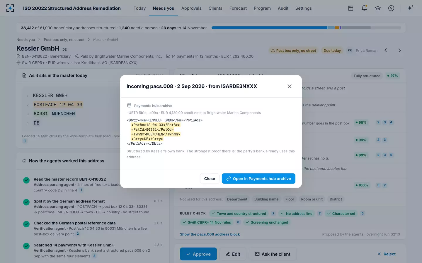 ISO 20022 Structured Address Remediation — Every field cited to its source