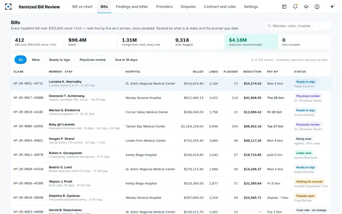 Itemized Bill Review — Bills