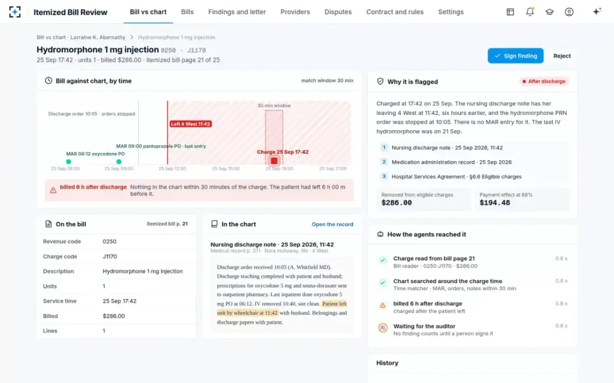 Itemized Bill Review — One line in depth