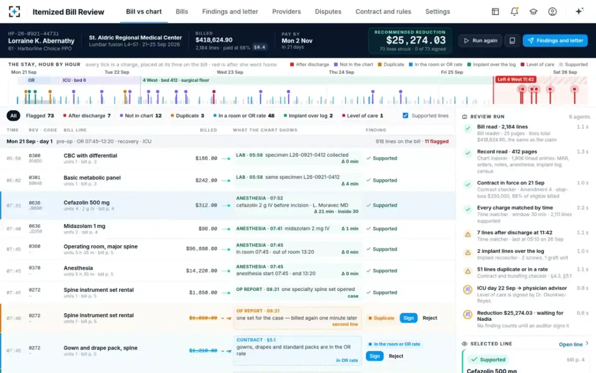 Itemized Bill Review — Matched by time