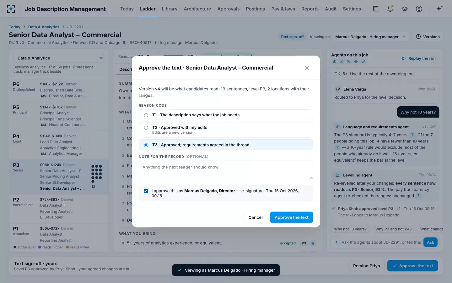Job Description Management — Approve the text