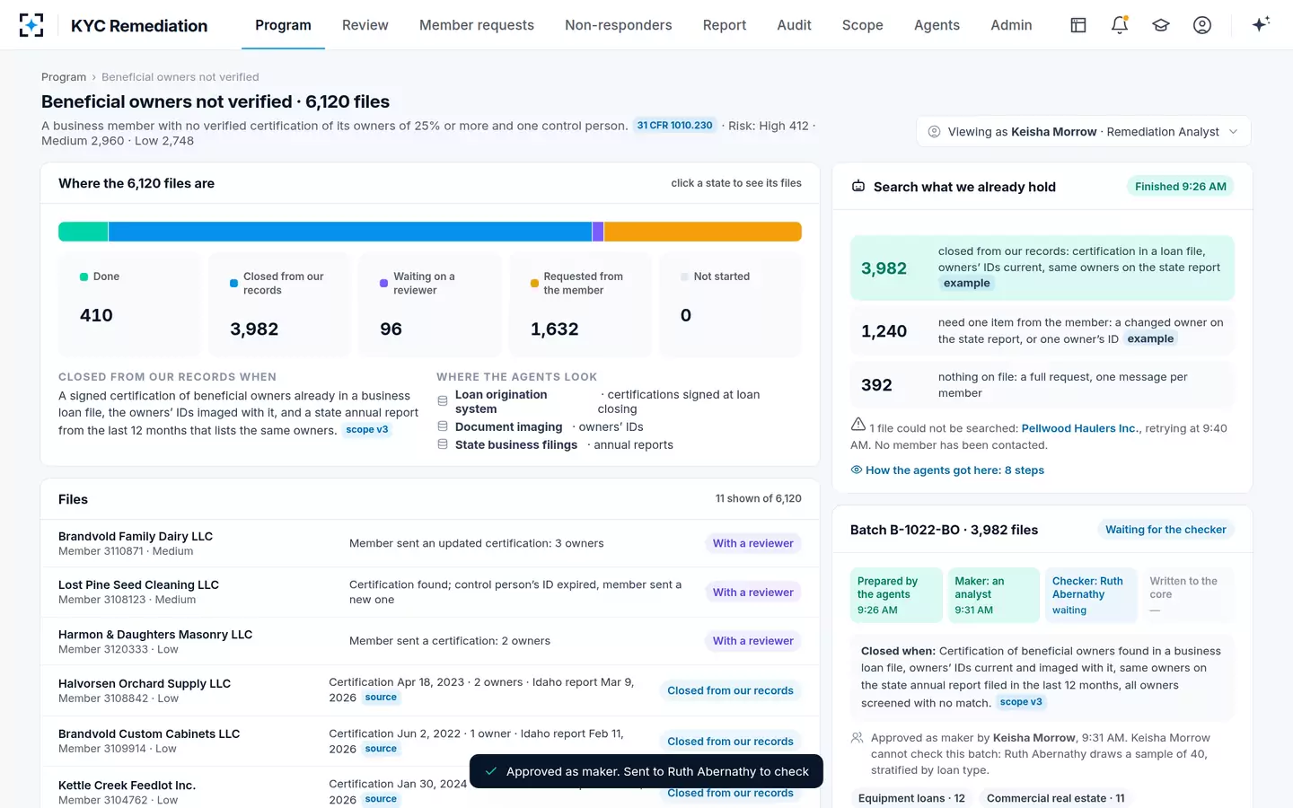 KYC Remediation — Approved as maker