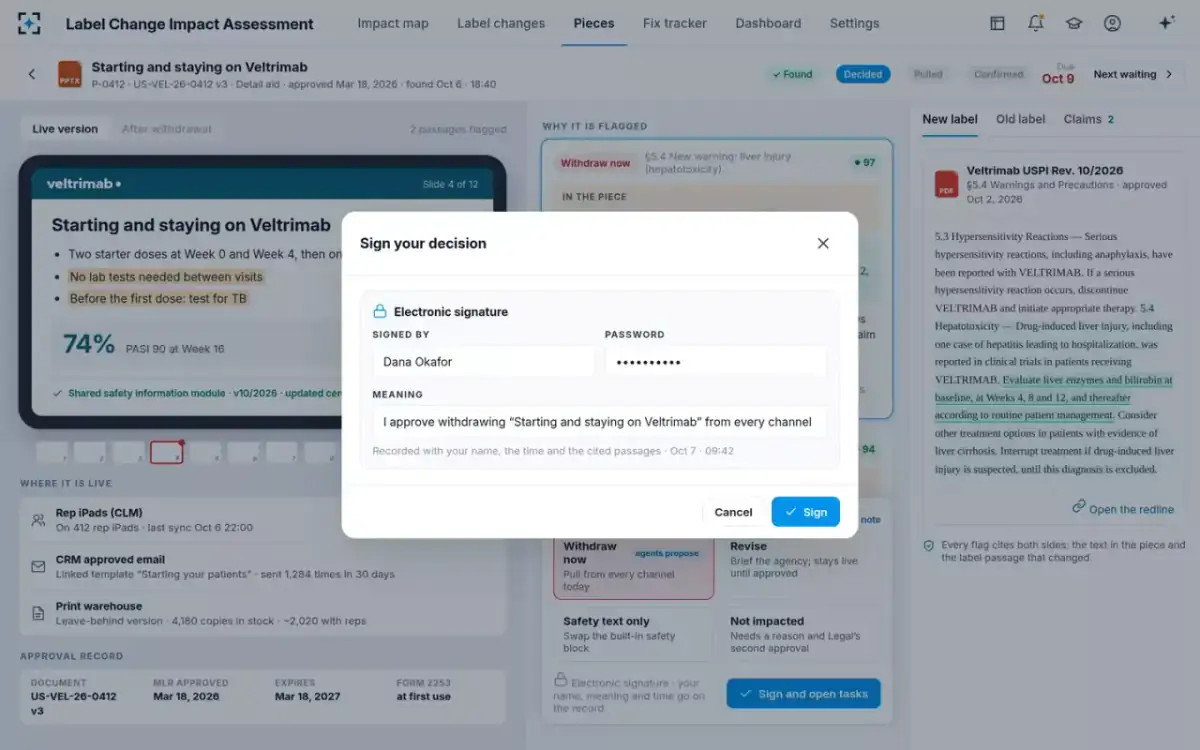Label Change Impact Assessment — Sign the decision