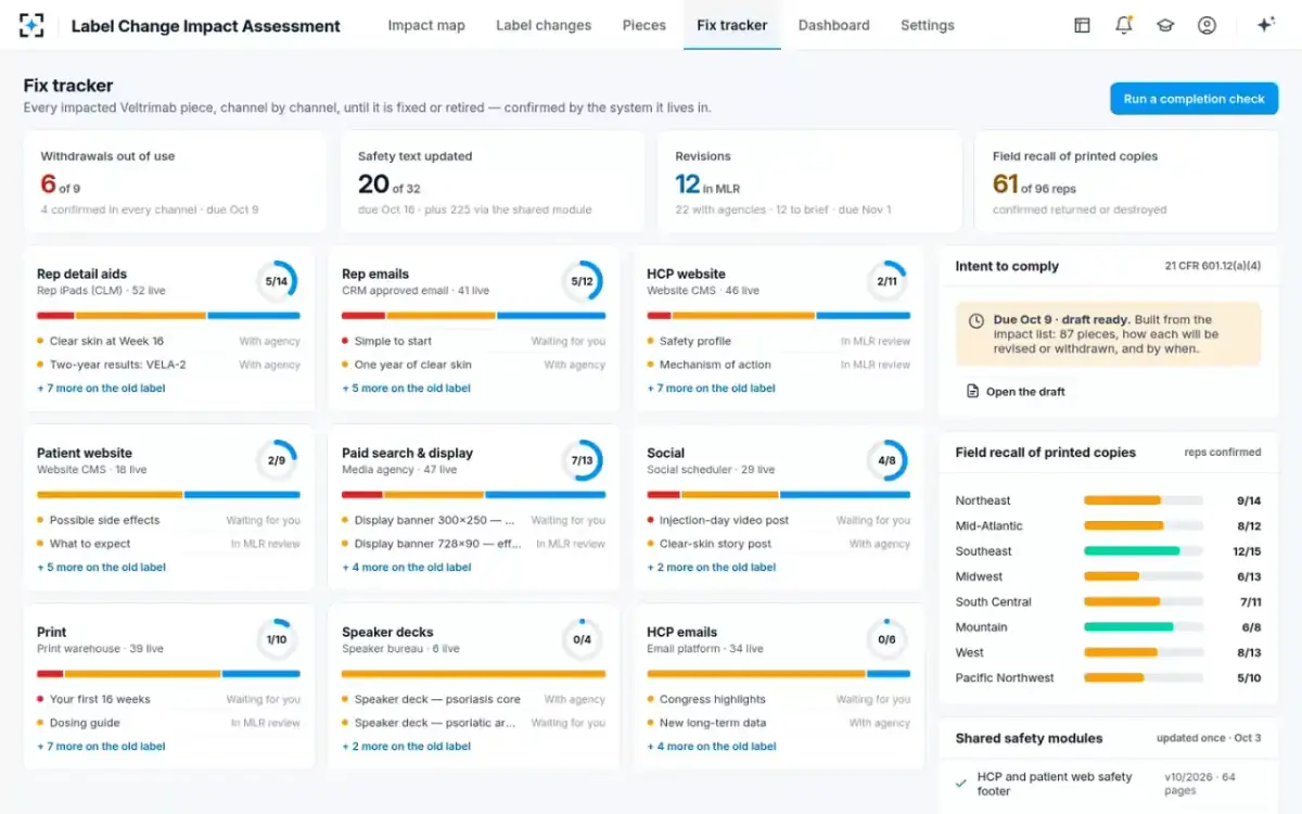 Label Change Impact Assessment — Fix tracker