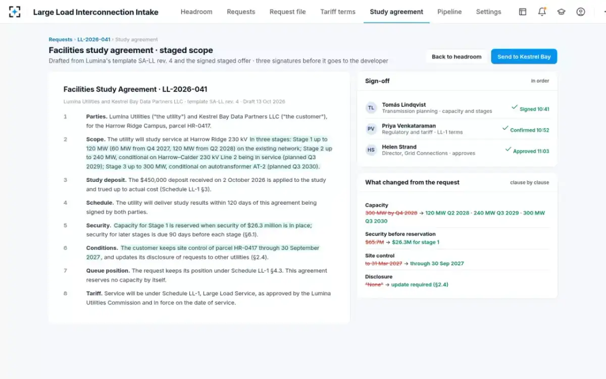 Large Load Interconnection Intake — Study agreement