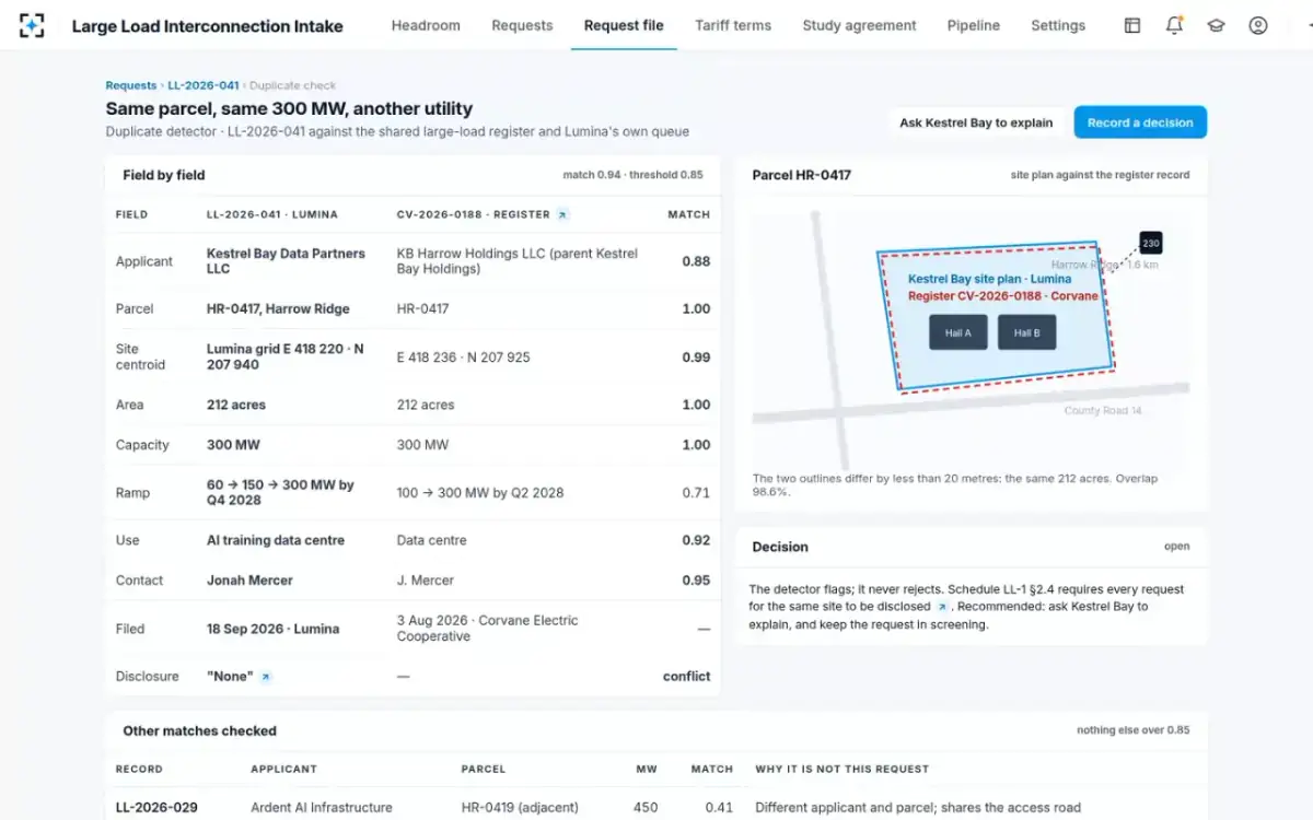 Large Load Interconnection Intake — Duplicate check