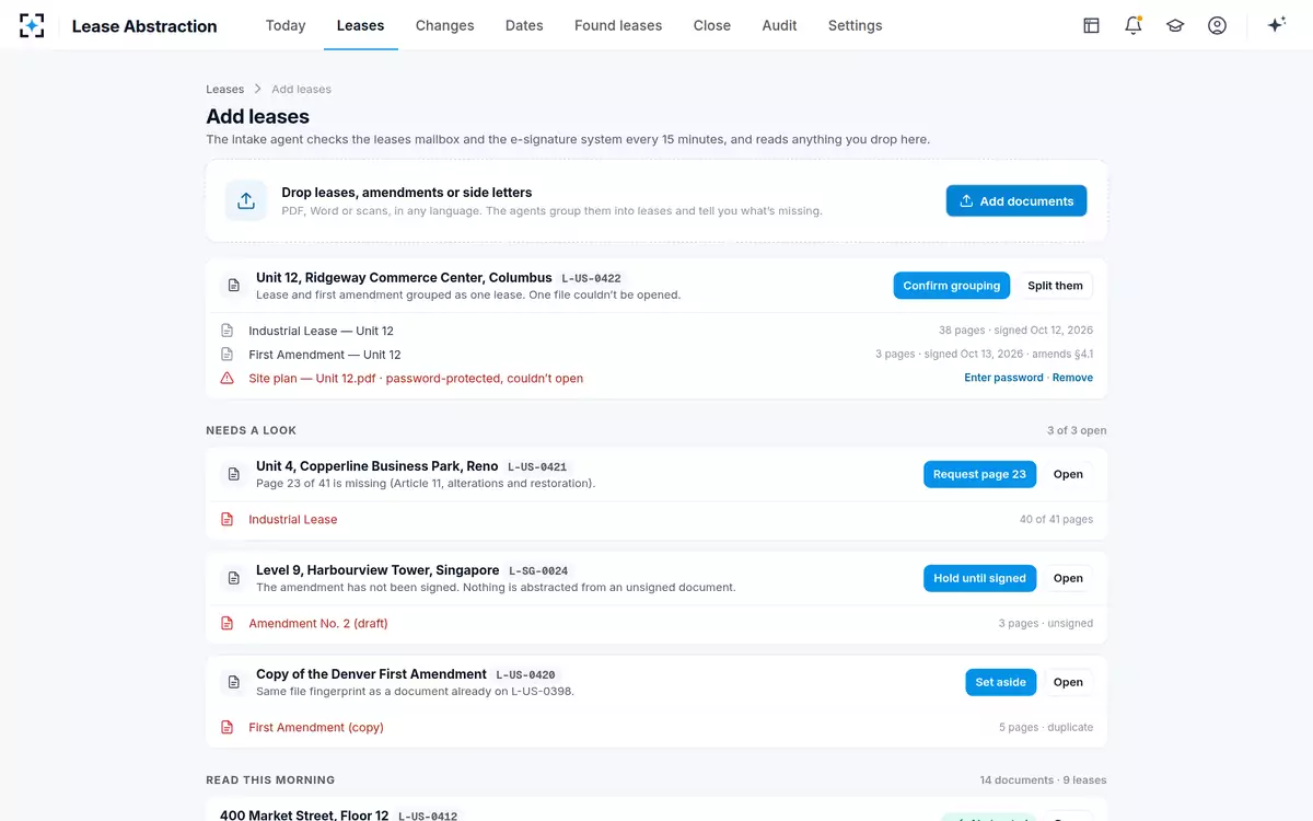 Lease Abstraction — Add leases