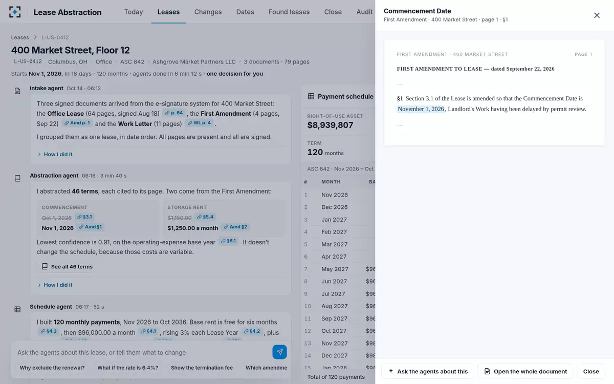 Lease Abstraction — Every citation opens its page