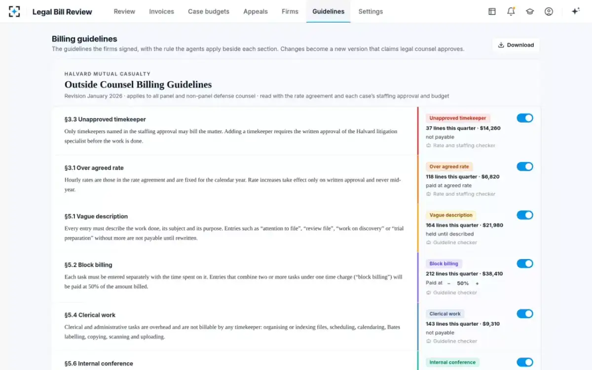 Legal Bill Review — The billing guidelines