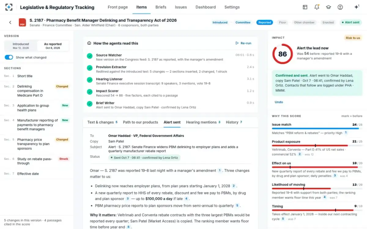 Legislative & Regulatory Tracking — The confirmed alert