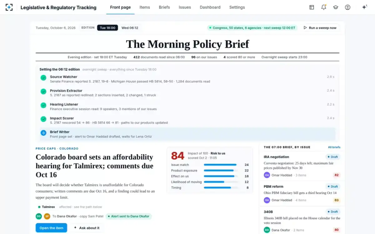 Legislative & Regulatory Tracking — Setting the edition