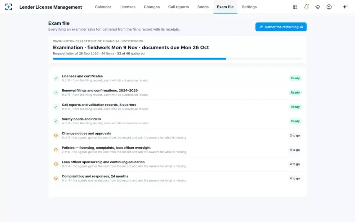 Lender License Management — Exam file