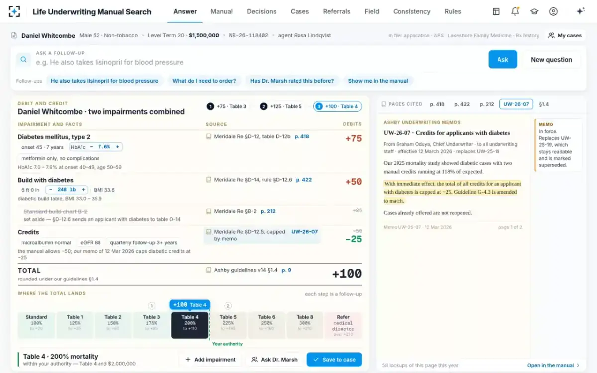 Life Underwriting Manual Search — The memo that caps the credit