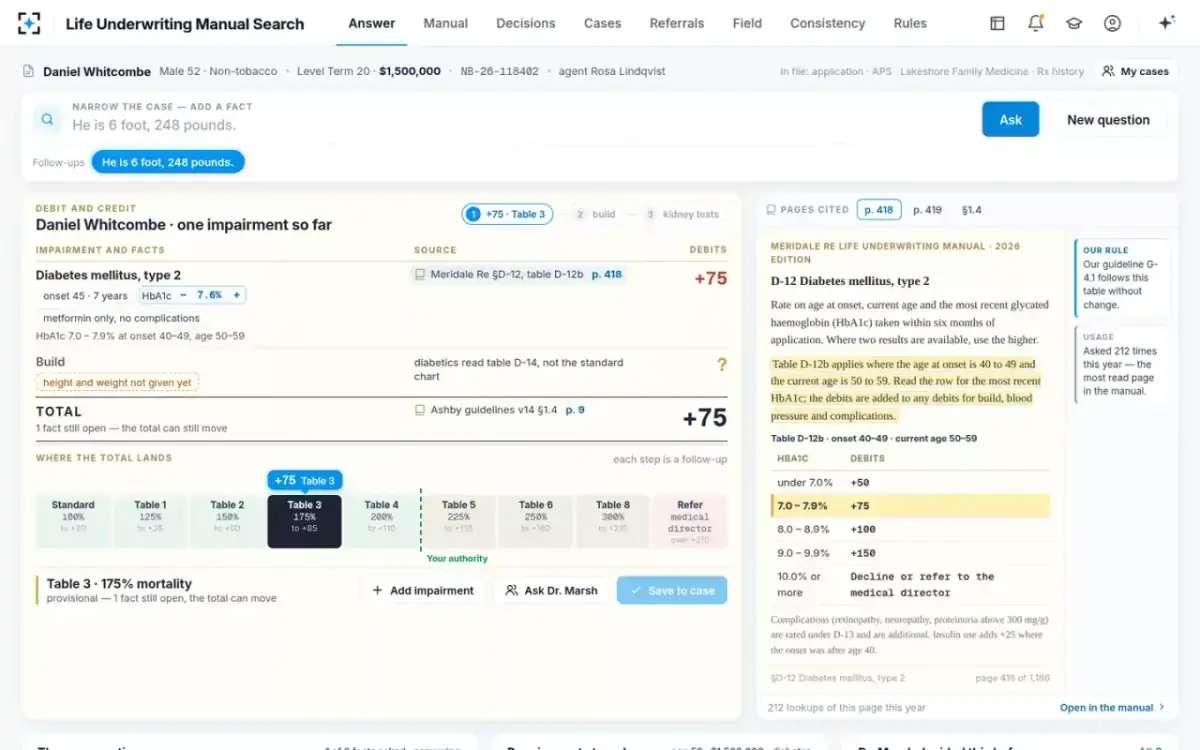 Life Underwriting Manual Search — One impairment so far
